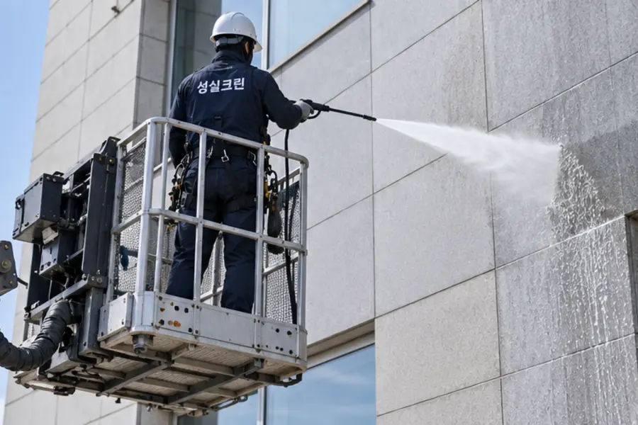 안양시 건물외벽청소 틈새·간판 주변 전문장비 관리