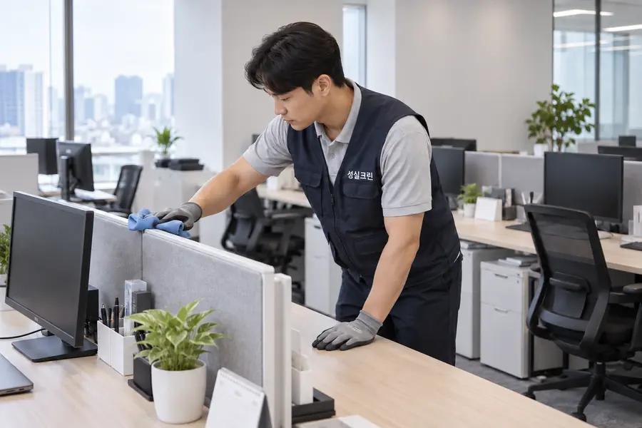 안산시 사무실청소 탕비실·휴게공간 작업 장면
